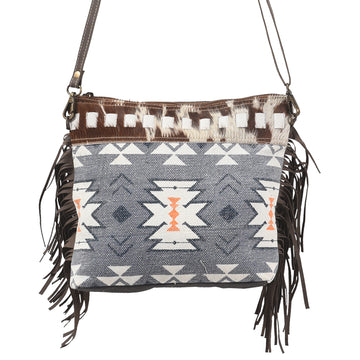 OHLAY KB350 Cross Body Upcycled Canvas Hair-On Genuine Leather women bag western handbag purse